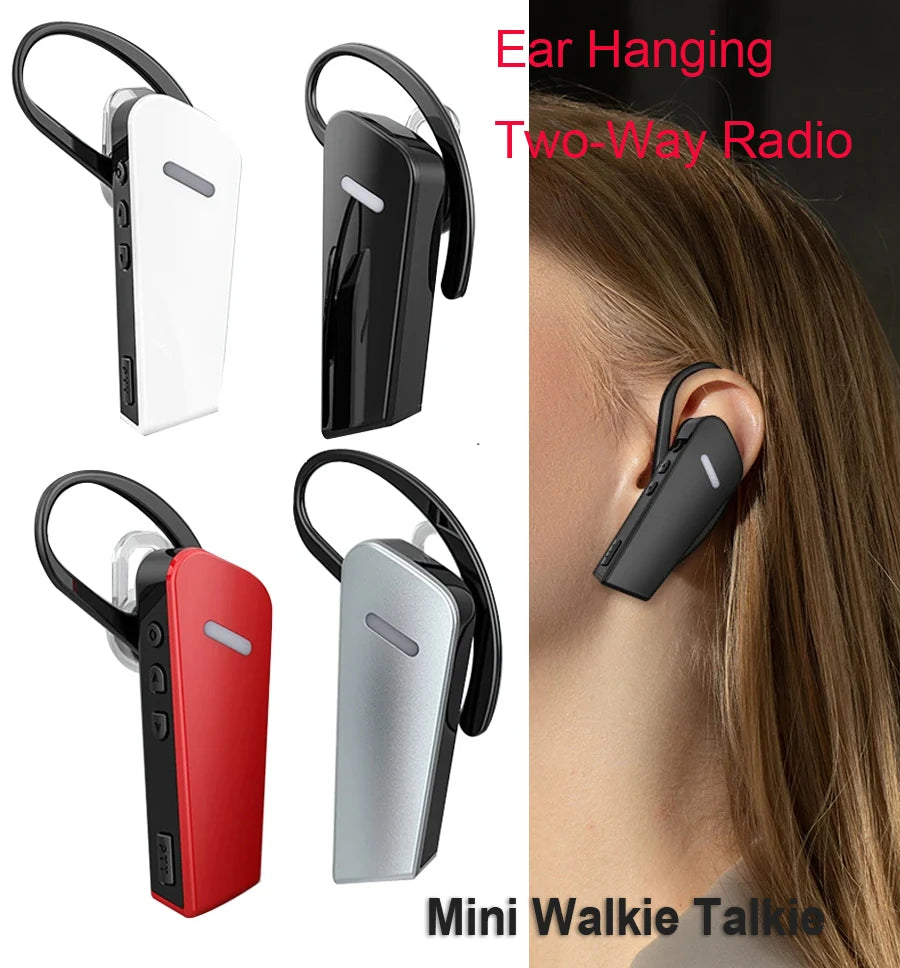 2Pcs Earphone Walkie Talkie Wireless Mini 3W 400-470Mhz Radio Ear-Hanging Radio Beauty Salon Hair Salon Restaurant Ear Hook