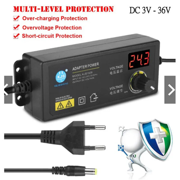 60W 3V-36V Adjustable Voltage Adapter 3V 4V 4.5V 5V 6V 7V 7.5V 8V 9V 10V 12V 13.5V 14V 15V 16V 17V 18V 19V 36V