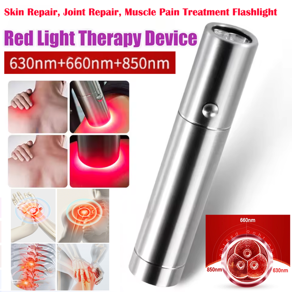 Skin Repair,Joint Repair,Muscle Pain Physical Therapy Stainless Steel Flashlight LED Red Light Phototherapy Medical Infrared Flashlight