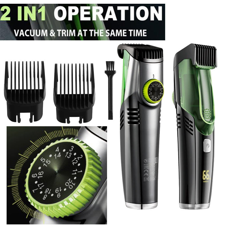 LED Display Vacuum Razor Barber Adjustable 20 Trimming Lengths Washable 2-in-1 Self-Vacuuming Hair Vacuum Beard Shaver