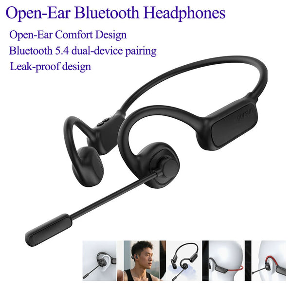 Open-Ear Bluetooth Headphones — Wireless Business Calling for Office/Car Use/Sports, Bluetooth 5.4 Dual-Device Connection, 8-Hour Battery Life, Leak-Proof Design, Comfortable Pressure-Free Wear