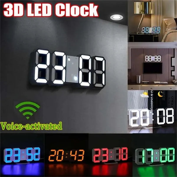 3D LED Digital Clock wall deco Glowing Night Mode Adjustable Electronic Table Clock Wall Clock decoration living room LED Clock