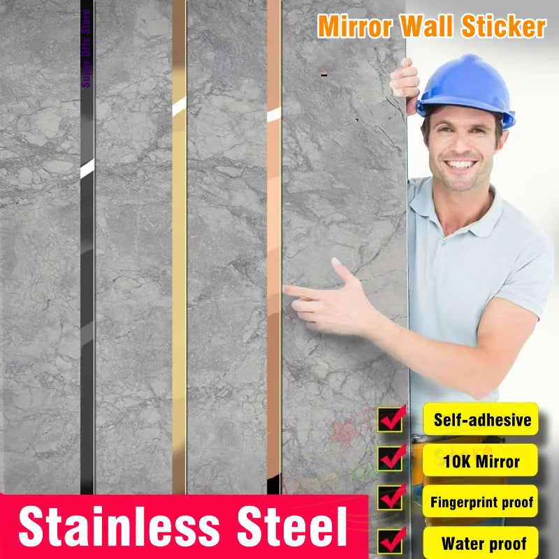 3 meters High-grade Stainless Steel Self-adhesive Decorative Strip for wall and ceiling edge strip living room decoration