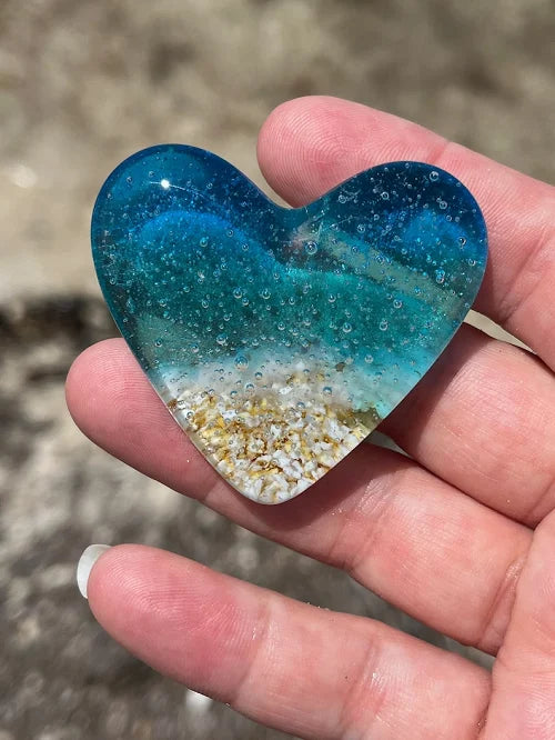 2PCS Glass Beach Pocket Heart