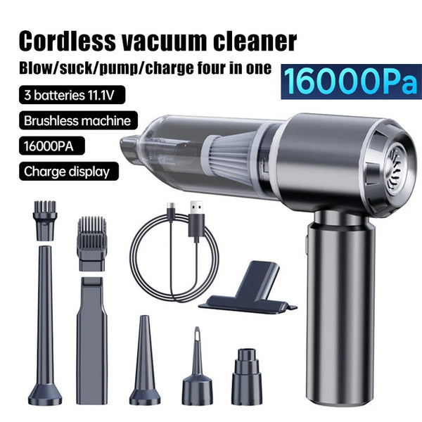 New Upgraded 120W 16000Pa 4-in-1 Cordless Handheld Vacuum Cleaner Blower Vacuum Compressor Inflator Car/Home Vacuum Cleaner Blower