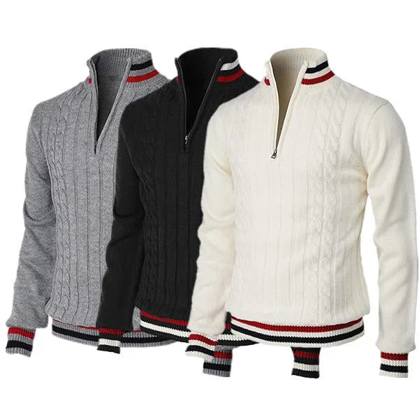 Men's Winter Casual Slim Pullover Zipper Sweater