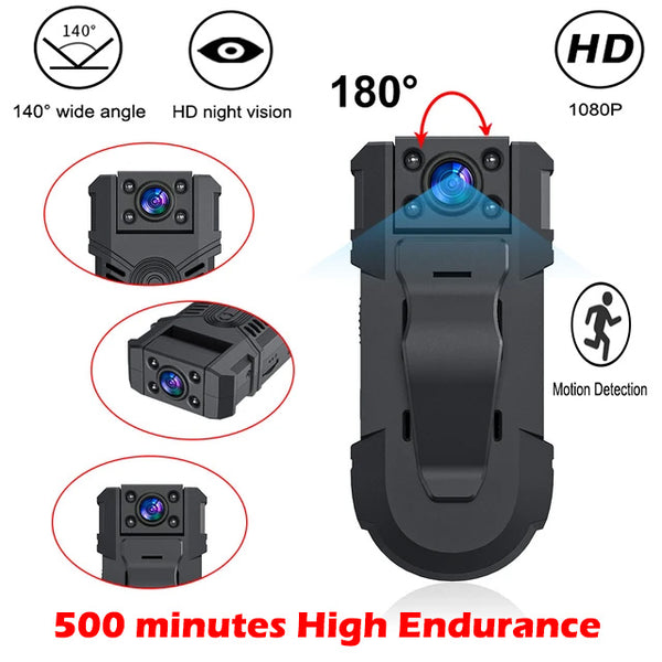 Portable HD 1080P Body Mini Camera Hidden Night Vision Sport DV Miniature Camcorder 500 minutes High Endurance