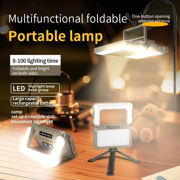 Multi-Functional LED Camping Light - White/Amber/Red Tri-Colour Light Sources,100 Hours of Runtime, IPX4 Waterproof, Portable Folding Outdoor Lighting,For Camping, Hiking, Emergency Situations, and Work Lighting