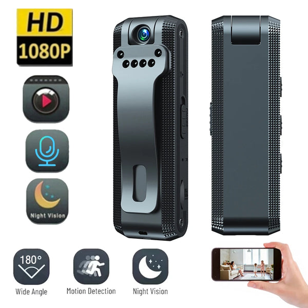 1080P Full HD Mini 180 Rotating Len Camera Night Vision Small Wireless Body Cam Micro Voice Video Recorder Wearable Bodycam 3 IN 1 Voice Recorders Video Recorders U Disk
