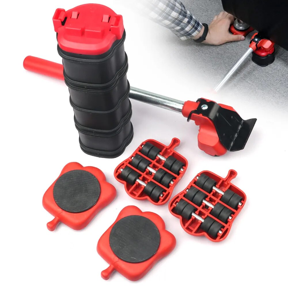 13pcs Professional Furniture 360-Degree Moving Roller Set with Wheel Bar Adjustable Height Removal Lifting Tool Set