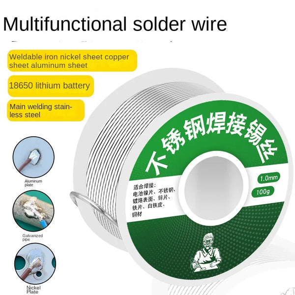 10 Rolls Lighter 1.0mm Welding Solder Wire Low Temperature Stainless Steel Wire Gasless Flux Core Wire