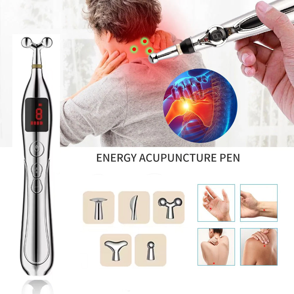 Five-head Smart Electronic Laser Acupuncture Pulse Pen Massage Pain Therapy Acupuncture Meridian Energy Pen Muscle Stimulator USB Rechargeable