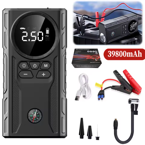 Portable Car Wireless Air Pump with Light Jump Starter 39800mAh Electric Tire Inflator Display Car Air Compressor for Car Tires