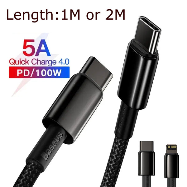 Tungsten PD100W/5A Super Charging Type-C Cable For Macbook Samsung  iPhone 15 Xiaomi Type C USB C Cable
