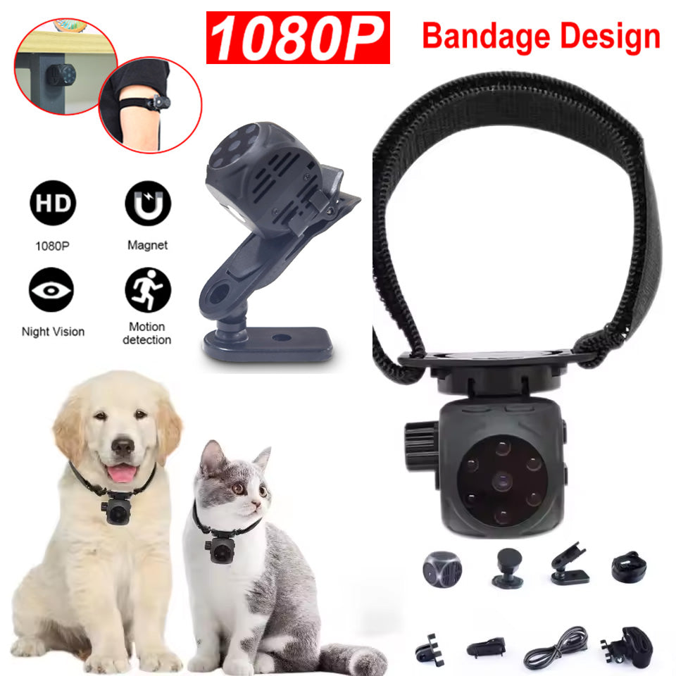Mini Magnetic Action Camera | Pet POV + Cycling Recording + Security Monitoring |1080P HD | 90-Minute Battery Life | Multi-Accessory Bundle | 140° Wide-angle Lens | Night Vision