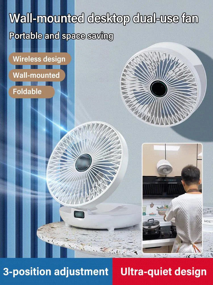 Wall Mountable Foldable Rechargeable Large Wind Fan Household Dual-use Kitchen Fan