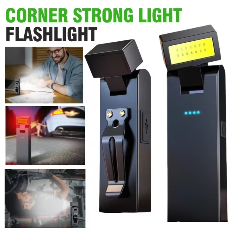 Magnetic Work Light with Clip Rechargeable COB Flashlight Suitable for Night Work Emergency Lamp Night Light Small Car Lamp