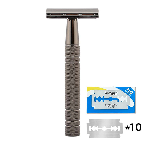 Classic Retro Double-sided Detachable Razor with 10Pcs Blades