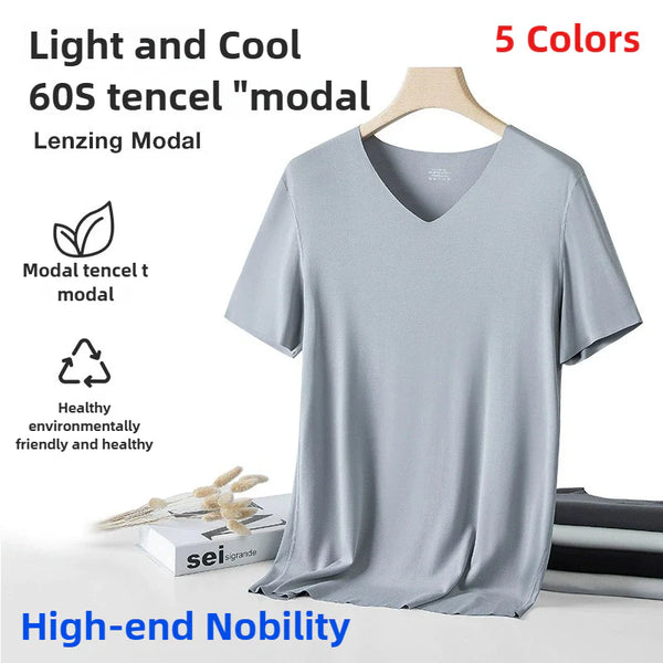 High-grade 60S Double-sided Modal Fabric Men's Non-marking Short-sleeved T-shirt Inside The Solid Color Sports Shirt