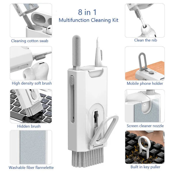 8 in 1 Keyboard Computer Headphones Cell Phone Cleaning Kit Portable Cleaning Pen