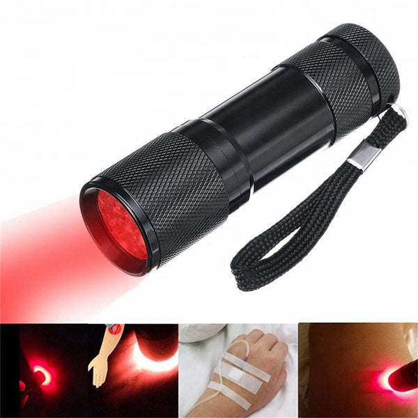 670nm 9LEDs Professional Find Vein Red Light Against Deteriorating Eyesight Professional Deep Red Light Flashlight Multifunctional Outdoor Light