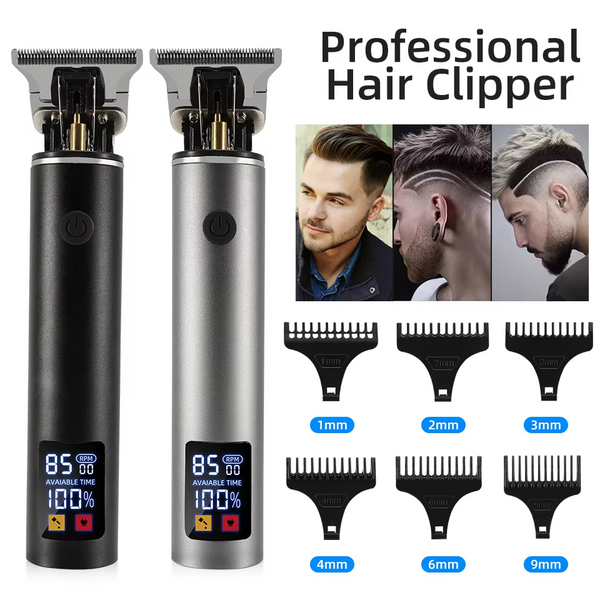 Titanium Cutter Head Electric LCD 3 Gears Freey Adjustable Hair Clipper Trimmer Shaver