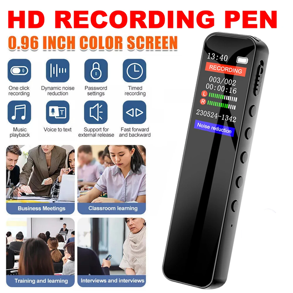 Digital Voice Recorder Pen Max Support 128G TF Card Portable MP3 Player Audio Recorder With 1536Kbps Recording Work Interviews