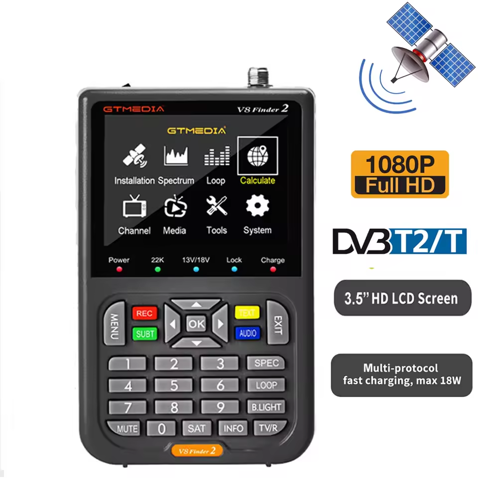 New V8 Finder2 Satellite Finder Digital FTA DVB-S/ S2/ S2X Signal Detector Receiver LCD Screen for Adjusting Sat TV Dish