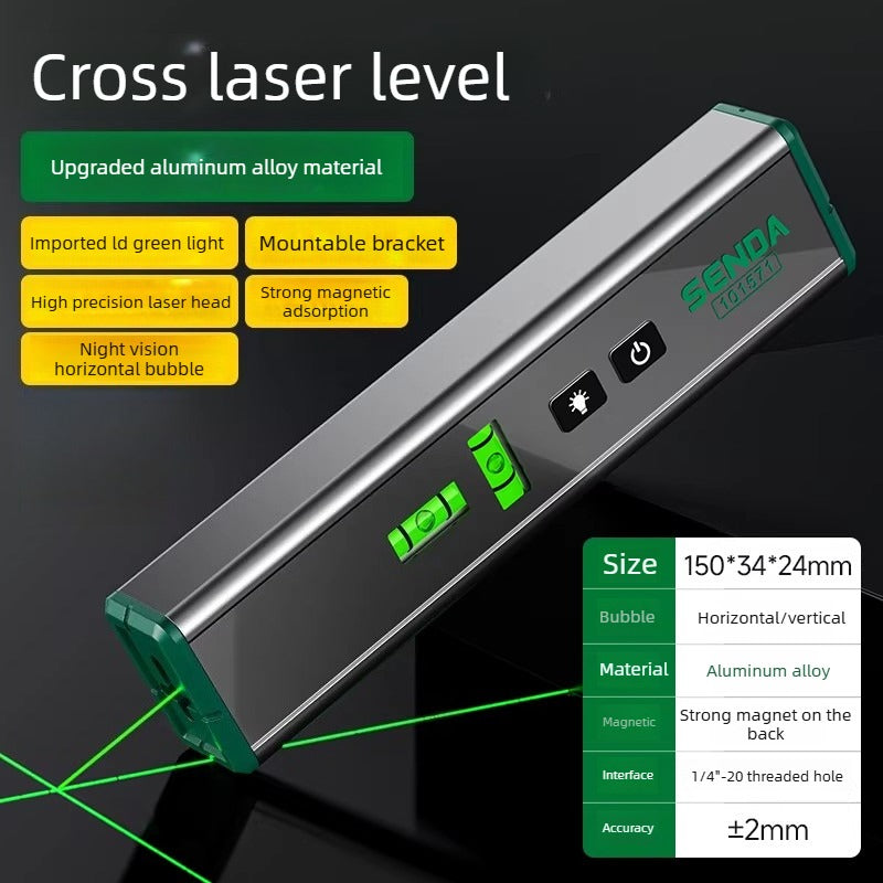 High-Precision Cross-Line Laser Level | Imported LD Green Light | Strong Magnetic Adhesion | Aluminium Alloy Body | Waterproof & Dustproof | Portable Line Projector