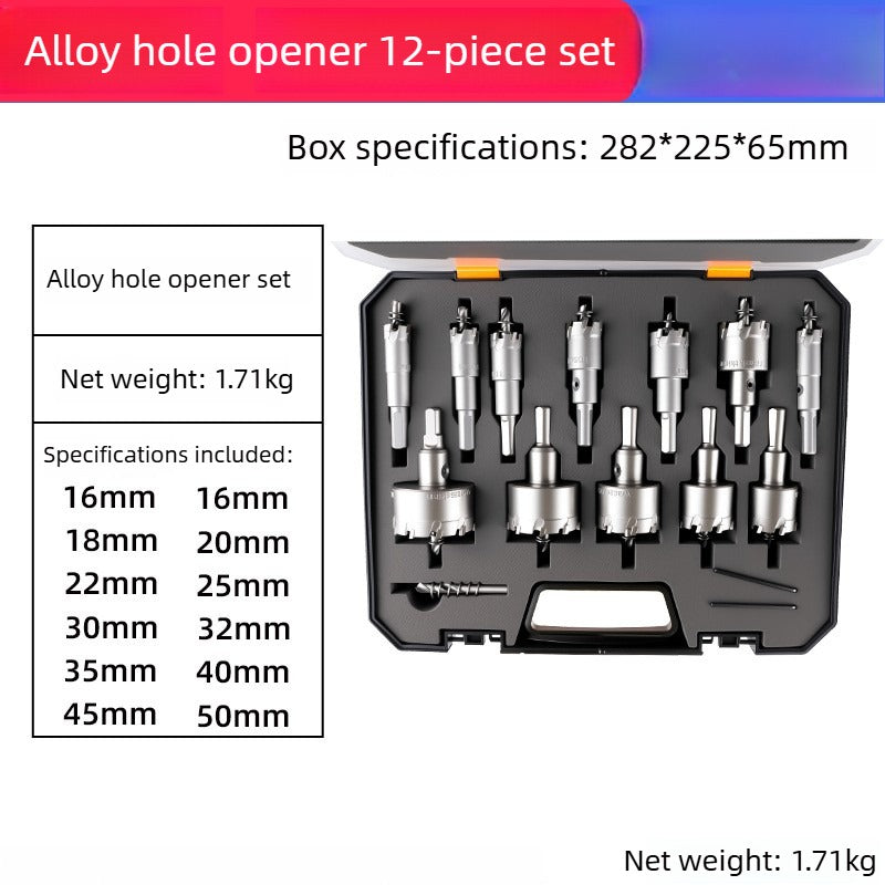 6/10/12Pcs Alloy Hole Saw Set 16-53mm Carbide Hole Saws for Metal Applications Non-Slip Triangular Handle Positioning Drill Hole Saw Set Suitable for Hand Drills and Bench Drills