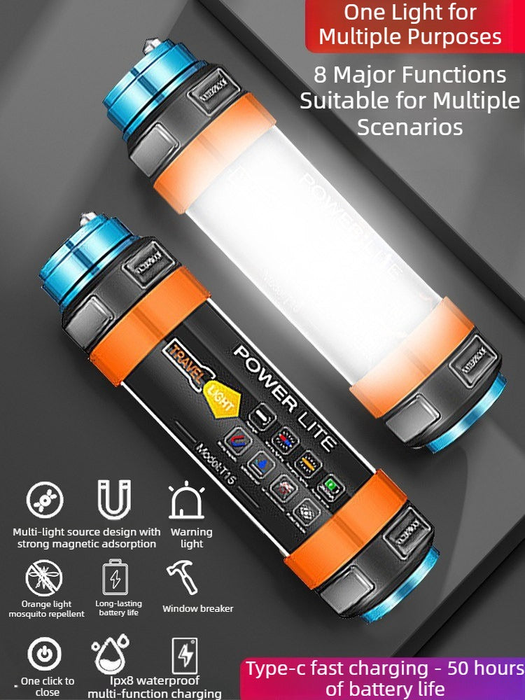 200W Multi-function Camping Light: Eight Uses in One | IPX8 Waterproof, Mosquito Repellent, Window Breaker, Magnetic & Power Bank, Up to 50-Hour Runtime