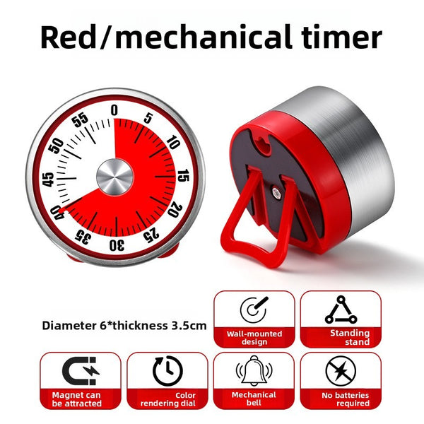 Visual Mechanical Timer with Bracket Magnet Kitchen Learning Exercise Countdown Mechanical Clock