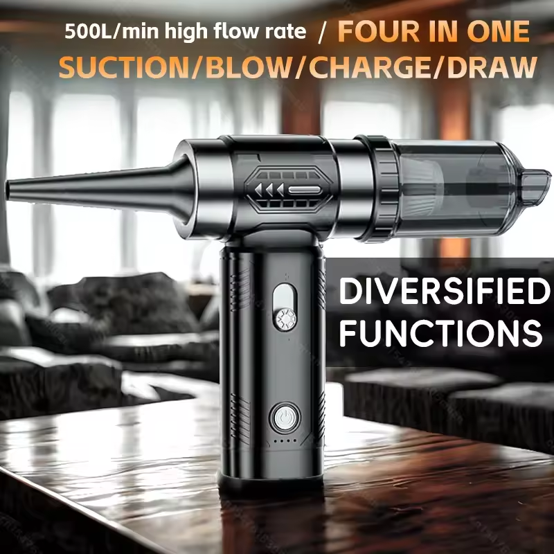 4500KPa 4-in-1 Multi-Function Handheld Blower Vacuum 100,000 RPM Powerful Turbine Fan Performs Vacuuming, Dust Blowing, Inflation, and Suction in One Device