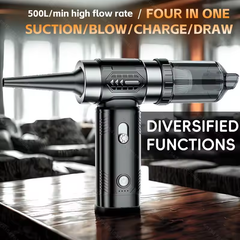 4500KPa 4-in-1 Multi-Function Handheld Blower Vacuum 100,000 RPM Powerful Turbine Fan Performs Vacuuming, Dust Blowing, Inflation, and Suction in One Device