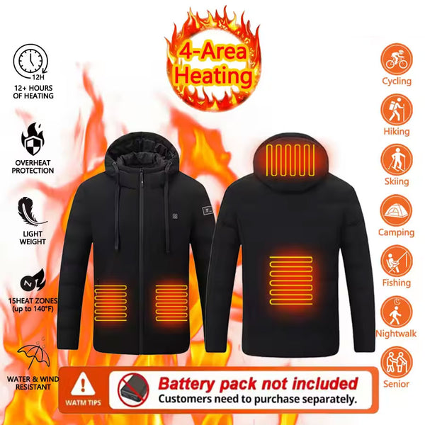 Men's Thickened Heated Cotton Jacket Far-infrared Therapy for Warmth Three-Level Temperature Control Windproof and Insulated Winter Coat