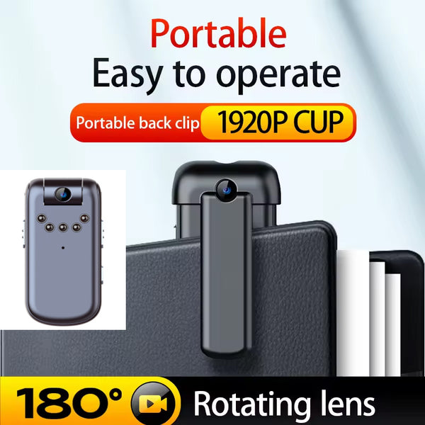 180° Rotation Len Back Clip Camera 1080P HD Infrared Night Vision One Click Recording Hidden Bodycam