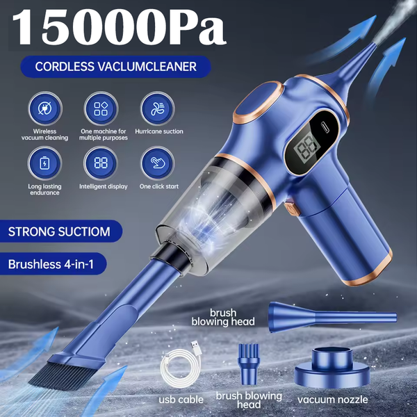 120W 15000Pa 4-in-1 Cordless Handheld Vacuum Cleaner Blower Vacuum Compressor Inflator Car/Home Vacuum Cleaner Blower