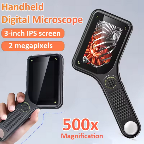 500X Digital Microscope Handheld Microscope with Magnifying Glass 3.0inch Big Screen 2MP for Jewelry Electronics Watch Repair