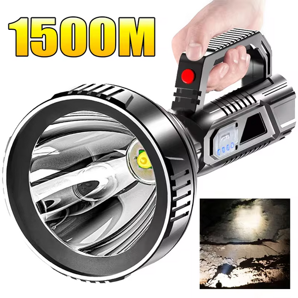 New 200Watts High Power P100 LED Searchlight Flashlight Waterproof 1500M Long Range USB Rechargeable Powerful Spotlight Searchlight Camping Lamp