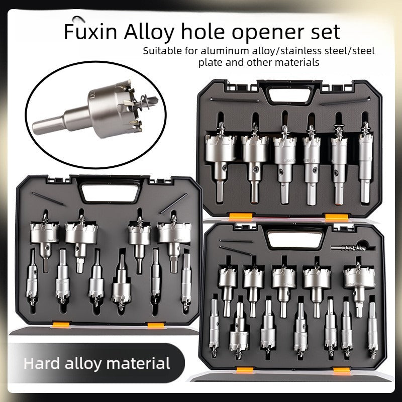 6/10/12Pcs Alloy Hole Saw Set 16-53mm Carbide Hole Saws for Metal Applications Non-Slip Triangular Handle Positioning Drill Hole Saw Set Suitable for Hand Drills and Bench Drills