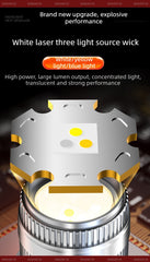 60,000LM White Laser 3-Light Source White/Yellow/Blue Smart Motion-Sensing Headlamp Stepless Zoom + LCD Battery Display Red Zuxiliary Light