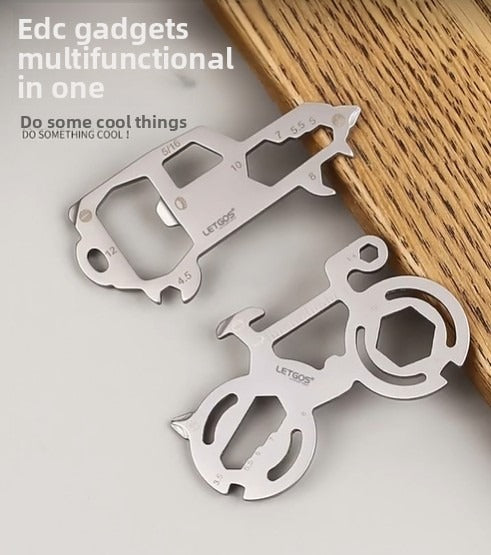 2Pcs EDC Small Tools Multifunctional Tool Card Wrench Portable Bottle Opener Key Chain