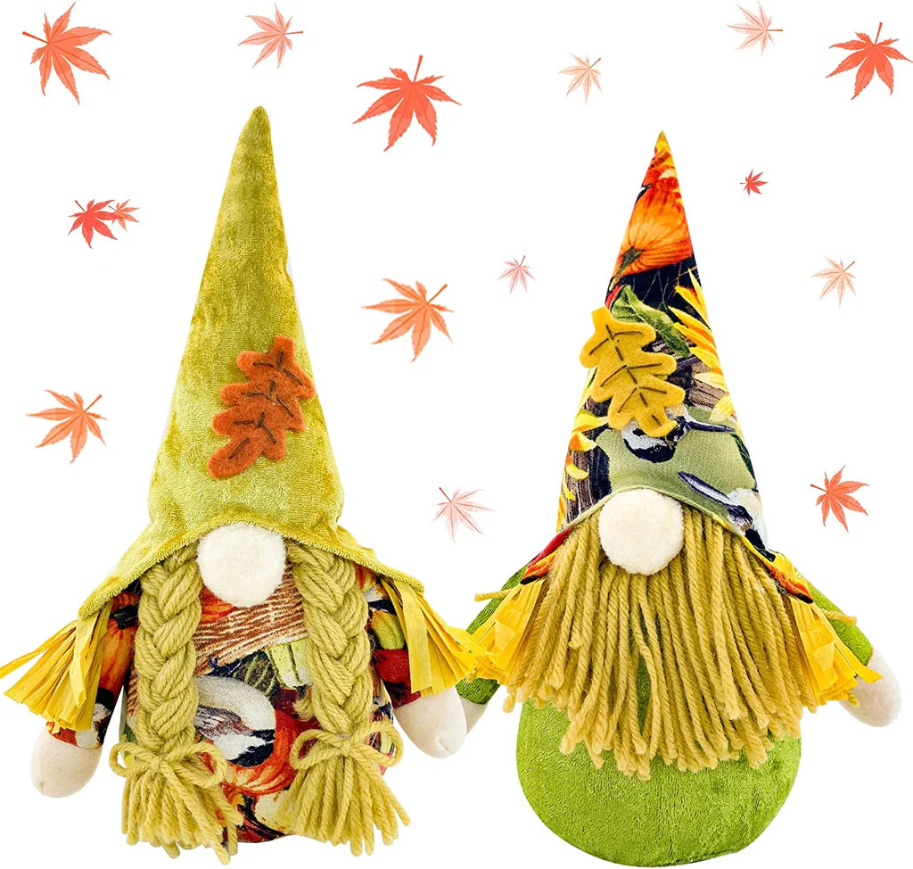 Fall decor - 2pcs Gnomes Plush Thanksgiving Fall Decorations for Home Handmade Autumn Harvest Gnomes Ornaments Scandinavian Elf Dwarf Dolls Unique Festval Gift Fall Kitchen Table Tiered Tray Decor