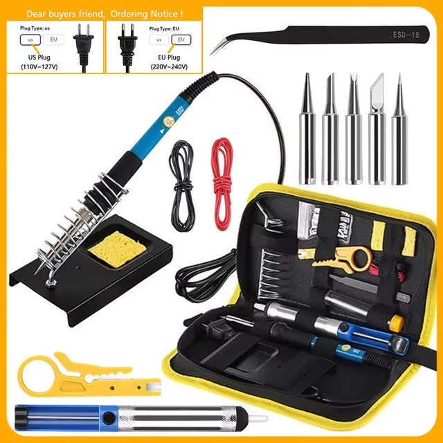 20 in 1 80W Electric Soldering Iron Kit Digital Adjustable temperature 180°C - 480°C Welding Tool Solder Tin Iron Tips Tools US/EU Plug