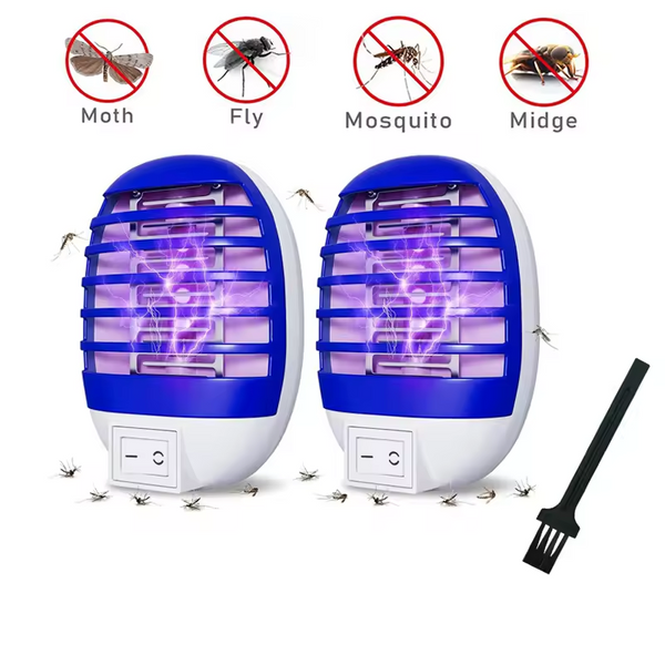 2Pcs Plug in Bug Zapper Indoor Flying Insect Trap,Electronic Mosquito Zapper Gnat Traps with LED Light for Bedroom,Kitchen,Office