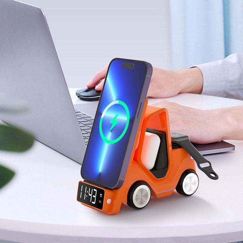 5-in-1 Car Shape Phones/Watches/ AirPods Fast Wireless Charger Stand Night Light Clock