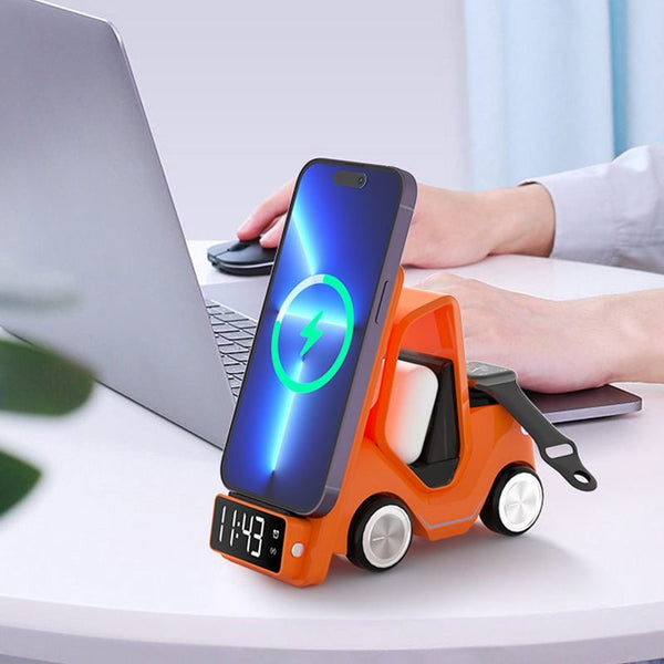 5-in-1 Car Shape Phones/Watches/ AirPods Fast Wireless Charger Stand Night Light Clock