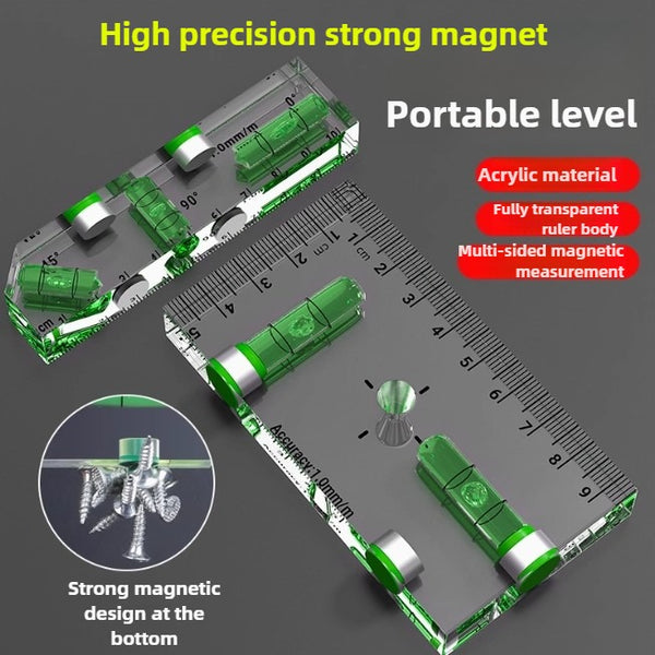 Mini High-precision Level Ruler with Bubble Magnetic Spirit Level Transparent Thickening Measure Tools Household
