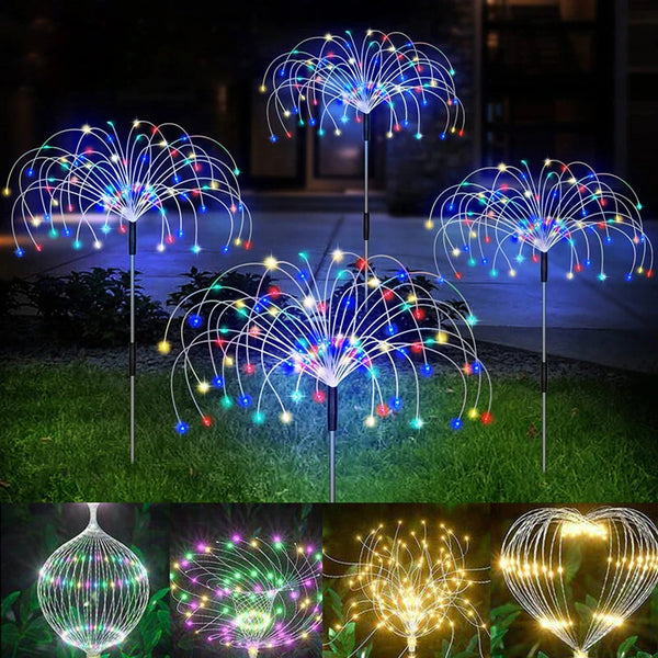 4PCS 90 Lights Solar DIY Firework Lights Waterproof Solar Garden Fireworks Lamp