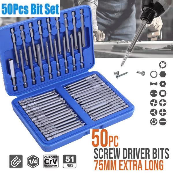 50pcs 75mm Extended Screwdriver Set Special Shaped Cross Slotted Hexagon U-Shaped Screwdriver Extension Rod